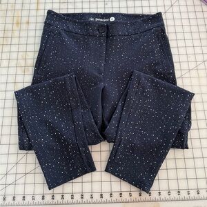 Betabrand Navy and White Star Speckled Pants